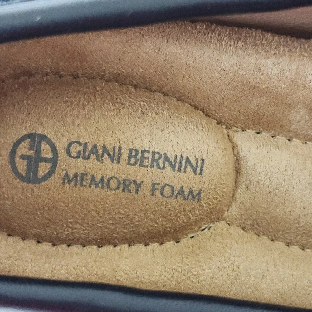 Giani Bernini Black Suede Horsebit Block Heel Loafers Memory Foam‎ Pumps 8M